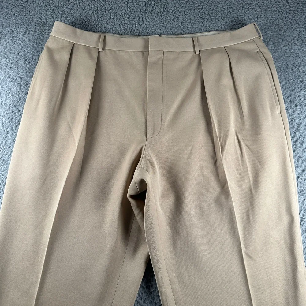 Vtg Polo Ralph Lauren Dress Pants Mens 40(38 Fit)Beige Pleated Virgin Wool Italy